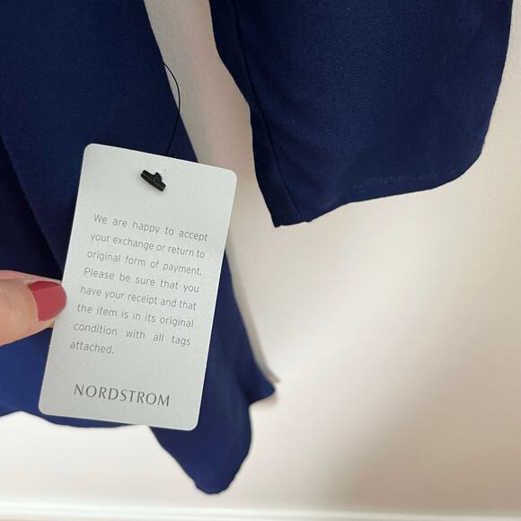 Reformation Sydney Mini Dress Womens 10 Blue Long Sleeve Front Tie - Picture 8 of 9